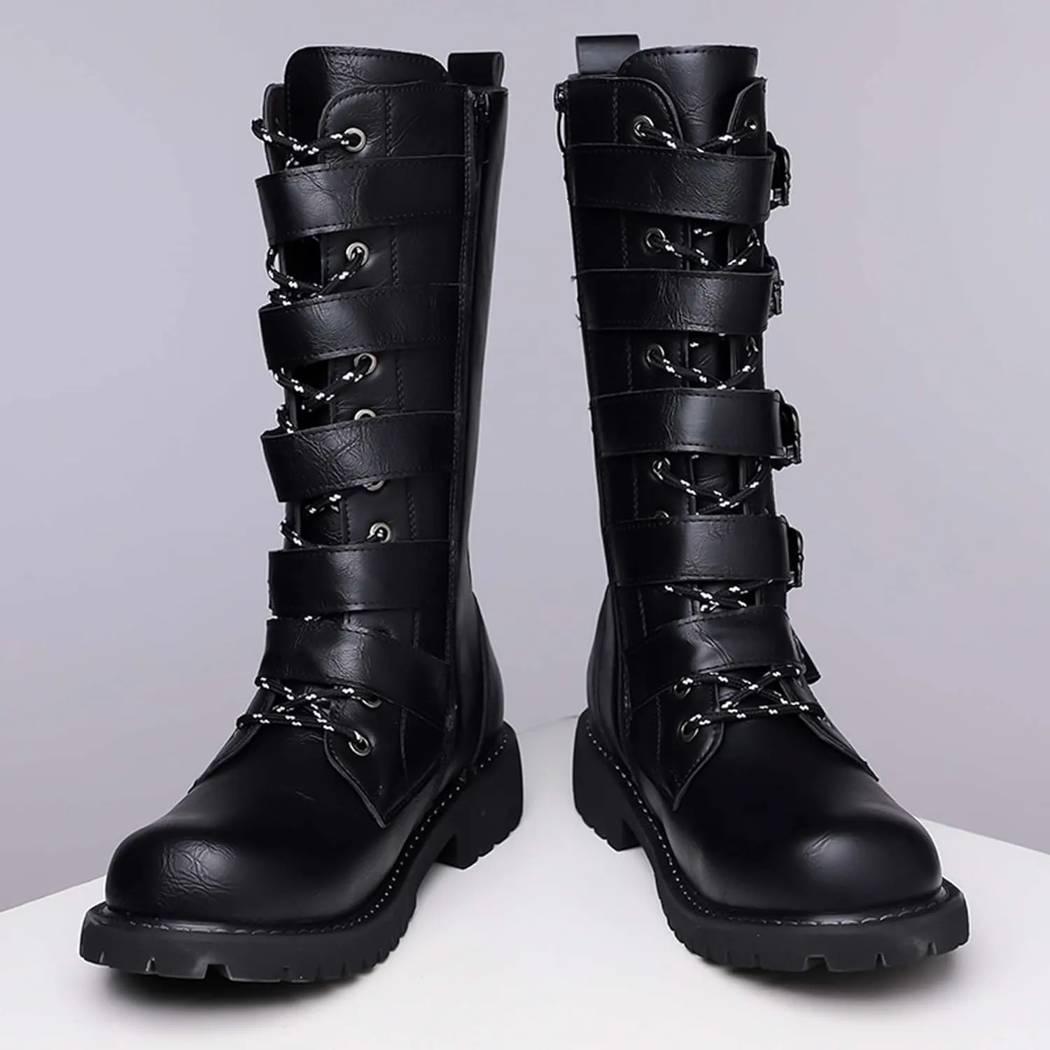Men's Motorcycle Boots Black Tall Boots Waterproof Leather Motorcycle Riding Boots Men's Black Motorcycle Boots