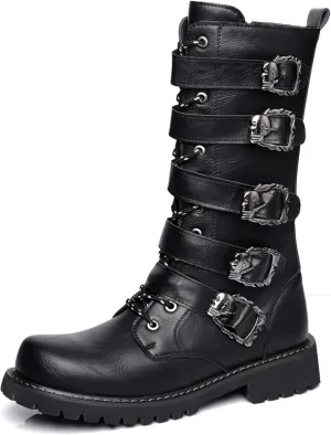 Men's Motorcycle Boots Black Tall Boots Waterproof Leather Motorcycle Riding Boots Men's Black Motorcycle Boots