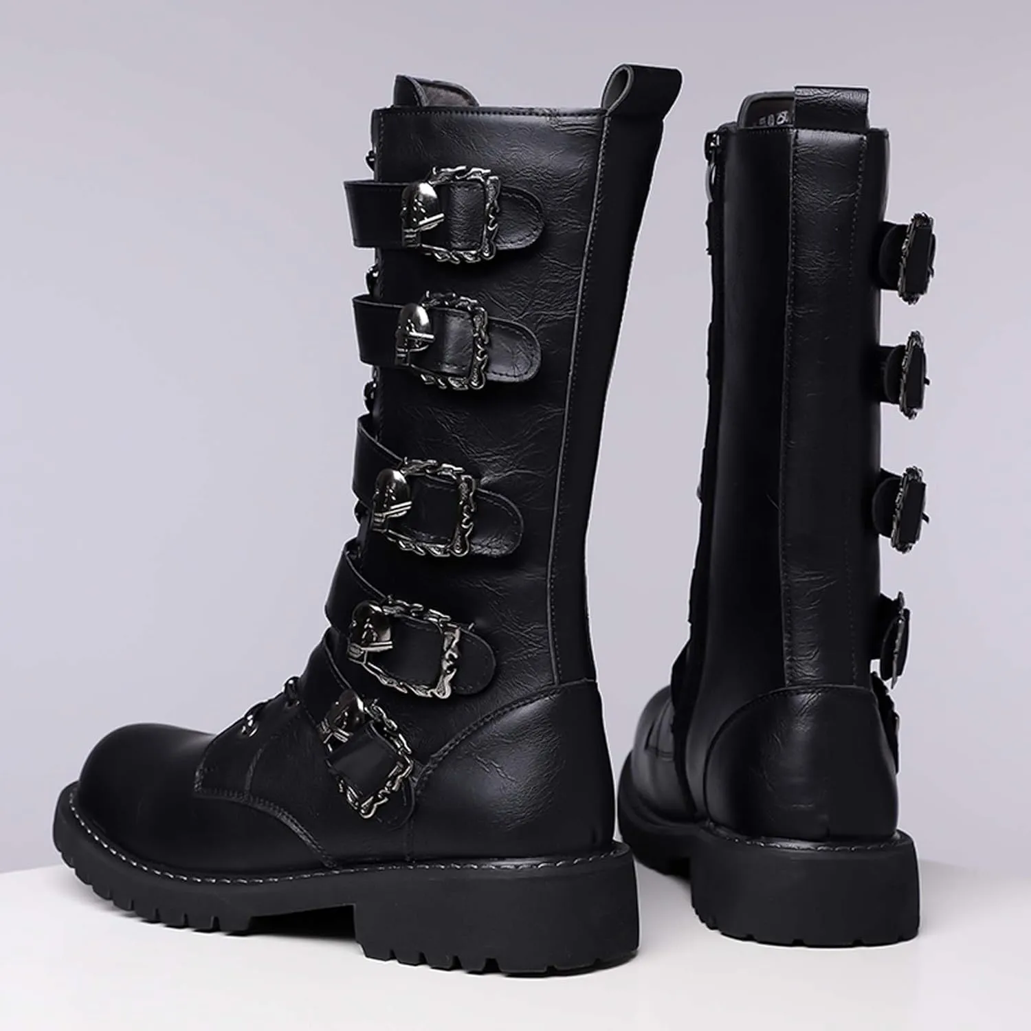 Men's Motorcycle Boots Black Tall Boots Waterproof Leather Motorcycle Riding Boots Men's Black Motorcycle Boots