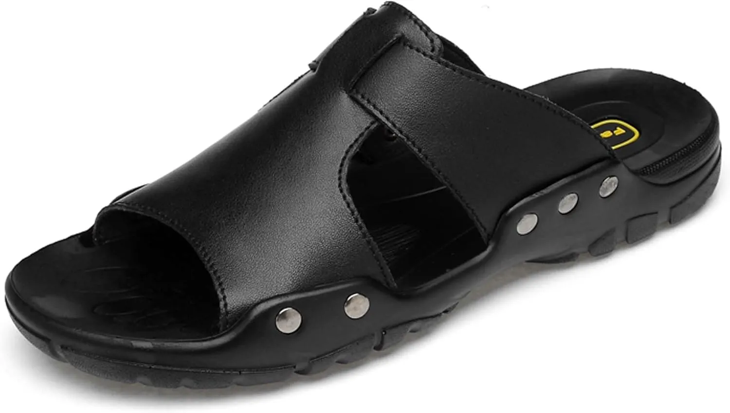 Men's Slide Sandals,Men's Beach Sandals, Men's Indoor/Outdoor Sandal Slippers，Premium Leather Slides, Comfort Fit