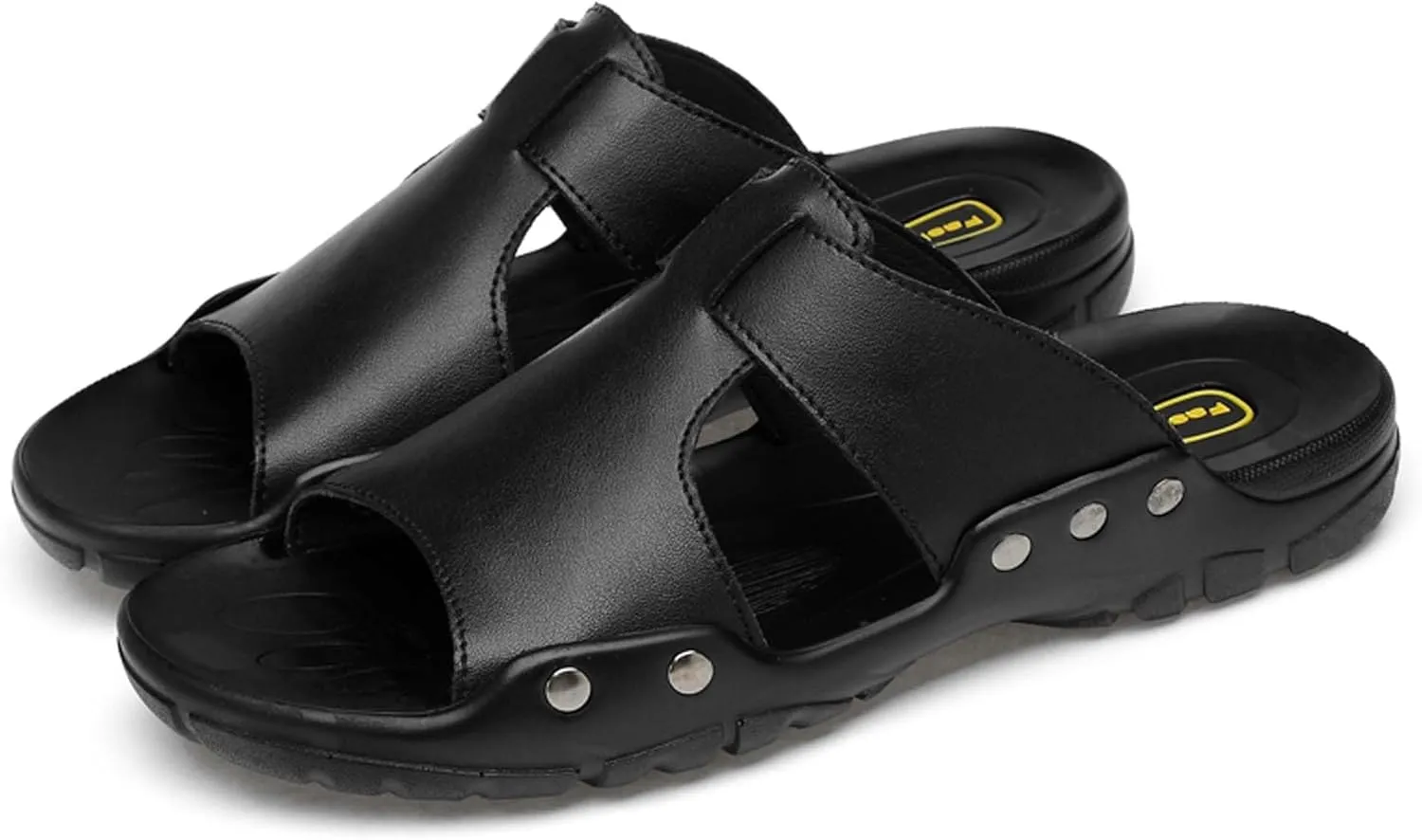 Men's Slide Sandals,Men's Beach Sandals, Men's Indoor/Outdoor Sandal Slippers，Premium Leather Slides, Comfort Fit
