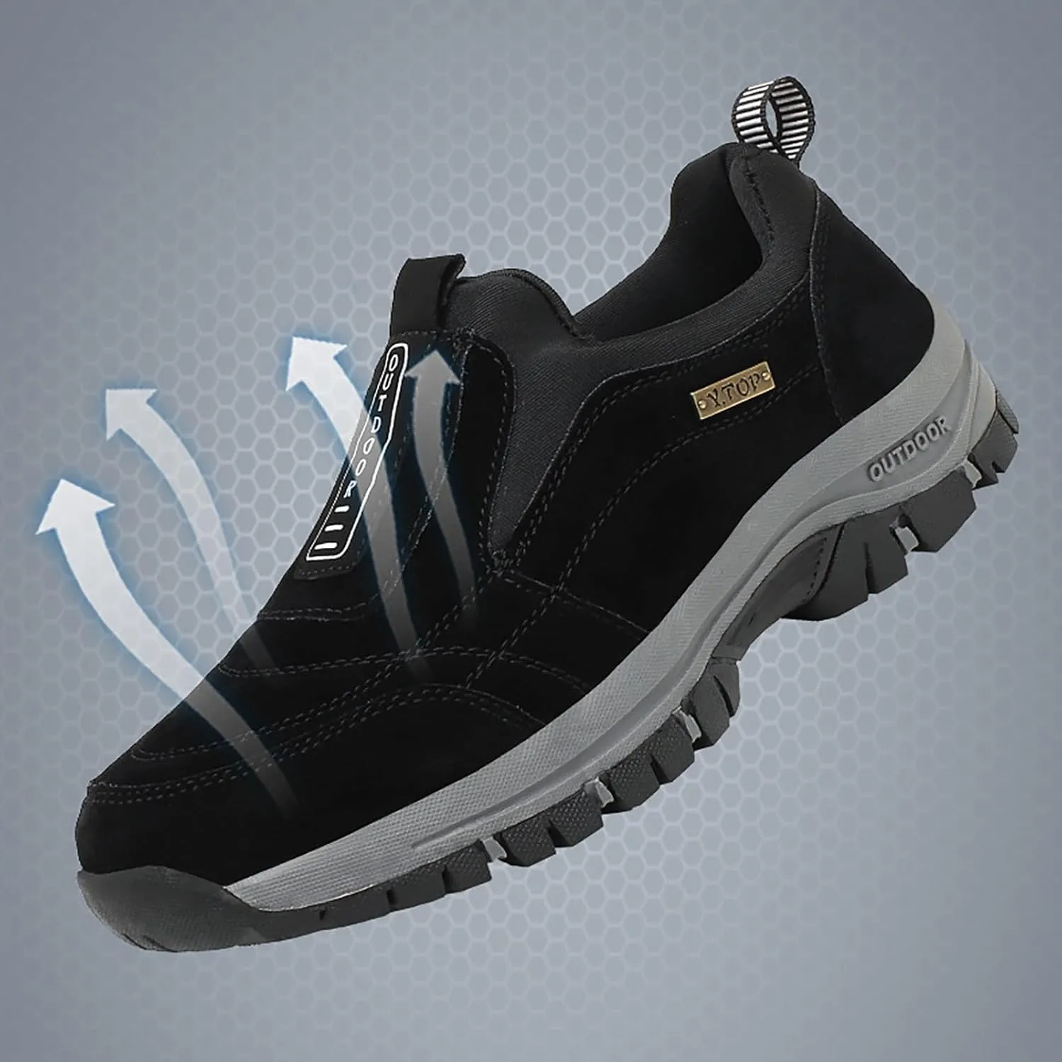 Men's Walking Shoes Waterproof Hiking Shoes Slip on Orthopedic Sneakers Outdoor Non Slip Shoes Casual Trail Shoes