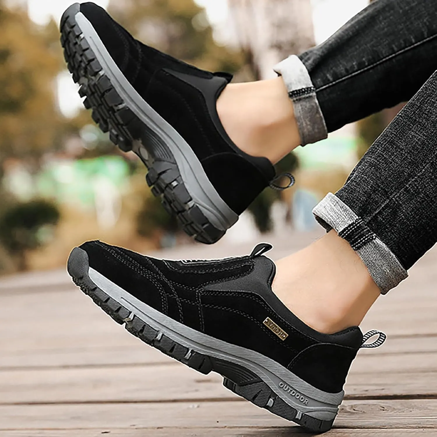 Men's Walking Shoes Waterproof Hiking Shoes Slip on Orthopedic Sneakers Outdoor Non Slip Shoes Casual Trail Shoes