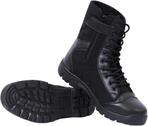 Mens Waterproof Non Slip Breathable Combat Boots, Men's Canvas High Top Side Zipper Lace Up Hiking Outdoor Tactical Boots, Durable Army Patrol Boots Lightweight