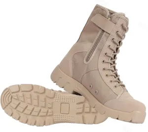 Mens Waterproof Non Slip Breathable Combat Boots, Men's Canvas High Top Side Zipper Lace Up Hiking Outdoor Tactical Boots, Durable Army Patrol Boots Lightweight