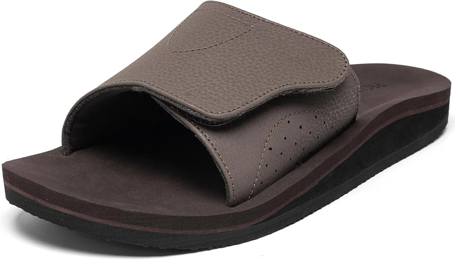 Men's Wide Slide Ergonomic Sandals Fully Adjustable Strap & Comfort Fit Orthotic Arch Support Athletic Sandals with Soft Cushion Footbed Coffee 11