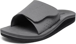 Men's Wide Slide Ergonomic Sandals Fully Adjustable Strap & Comfort Fit Orthotic Arch Support Athletic Sandals with Soft Cushion Footbed