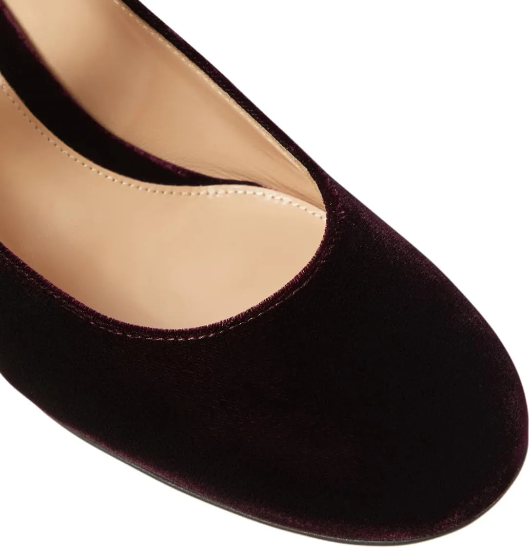 MOOMMO Women Vintage Chunky Block Heel Velvet Pumps Round Closed Toe Slip On 2" Low Thick Heels Dress Shoes Fashion Office Work Pump Basic Shoe Classic Spring Elegant Wedding Party 4-11 M US