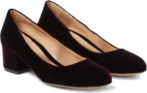 MOOMMO Women Vintage Chunky Block Heel Velvet Pumps Round Closed Toe Slip On 2" Low Thick Heels Dress Shoes Fashion Office Work Pump Basic Shoe Classic Spring Elegant Wedding Party 4-11 M US