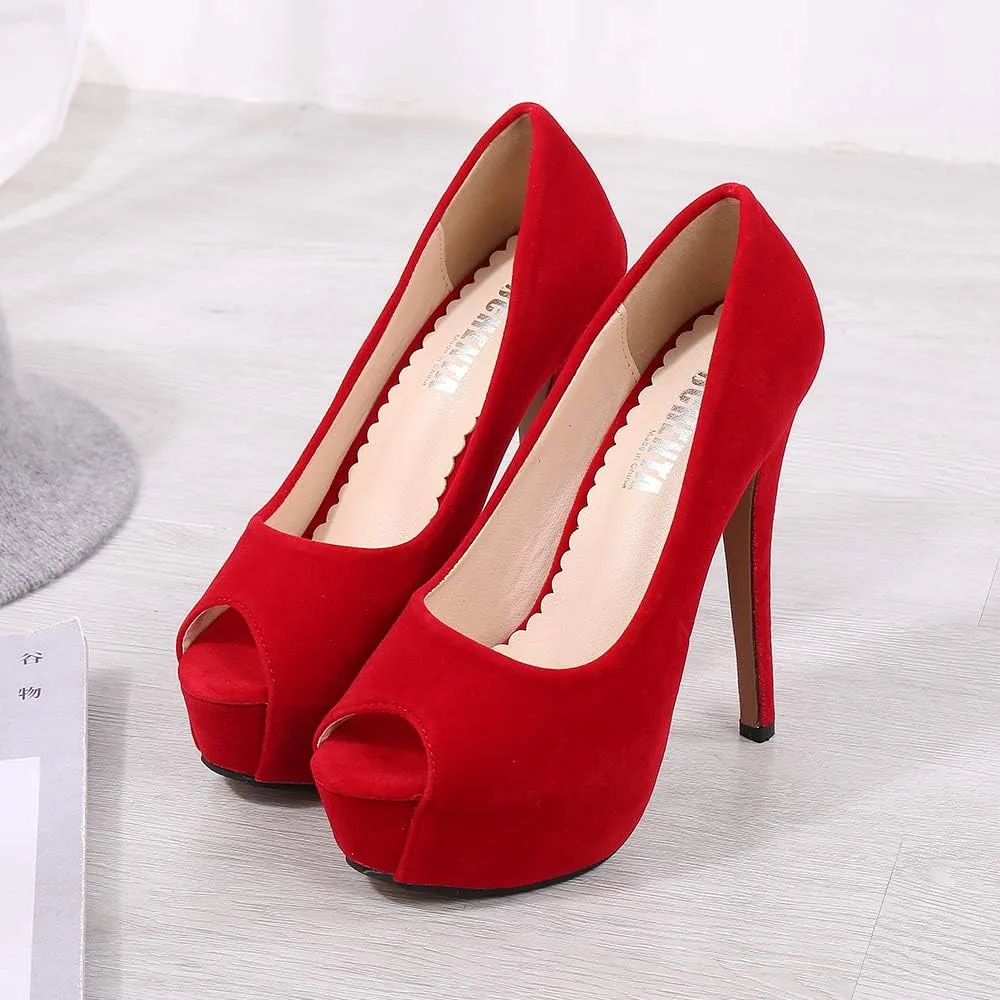 OCHENTA Women's Peep Toe Prom Heels Platform High Heels Sexy Dress Pumps