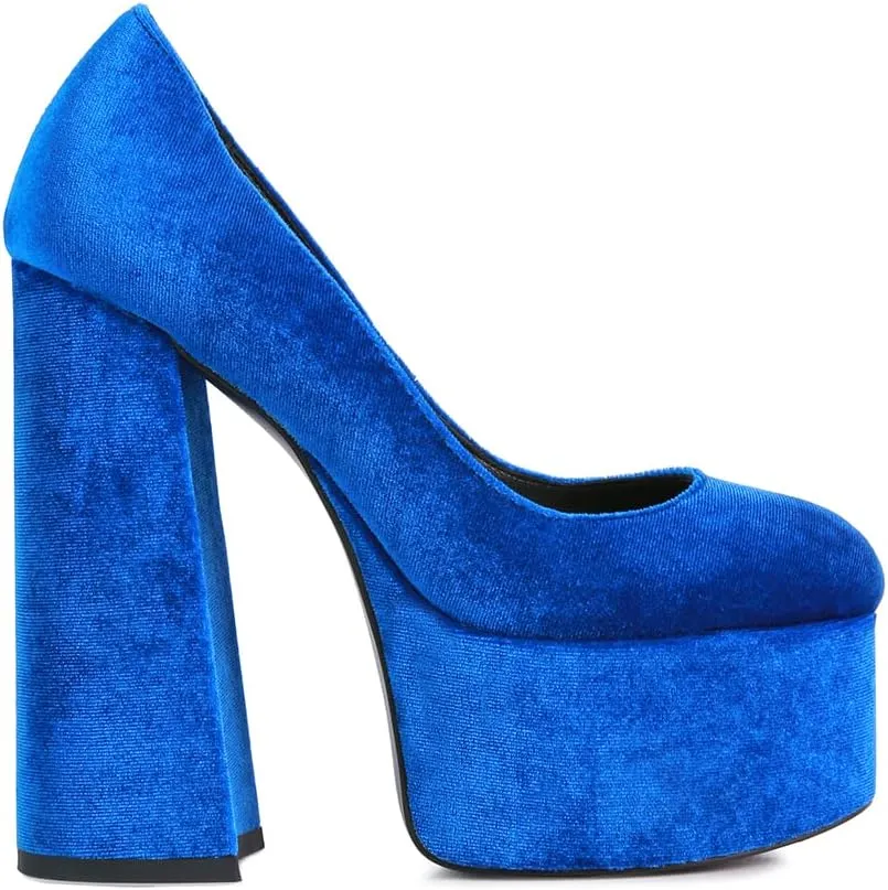 Old Novelty Platform Heel Velvet Pumps