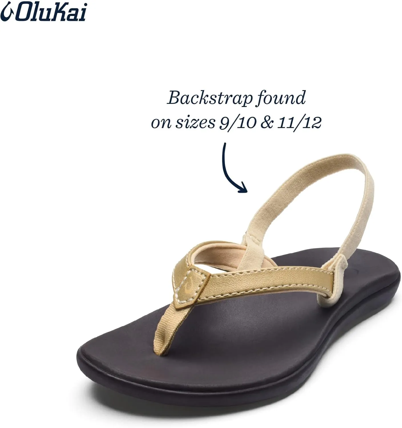 OLUKAI Ho'opio Girls' Beach Sandals, Quick-Dry Flip-Flop, Water Resistant & Cute Design, All-Day Comfort Fit