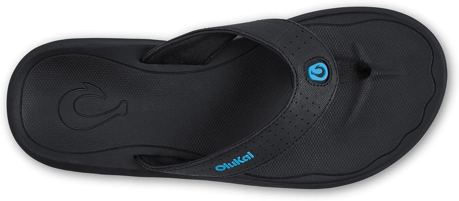 OLUKAI Ki'i Men's Beach Sandals, Quick-Dry Flip-Flop Slides, Water Resistant & Lightweight, Compression Molded Footbed & Ultra-Soft Comfort Fit