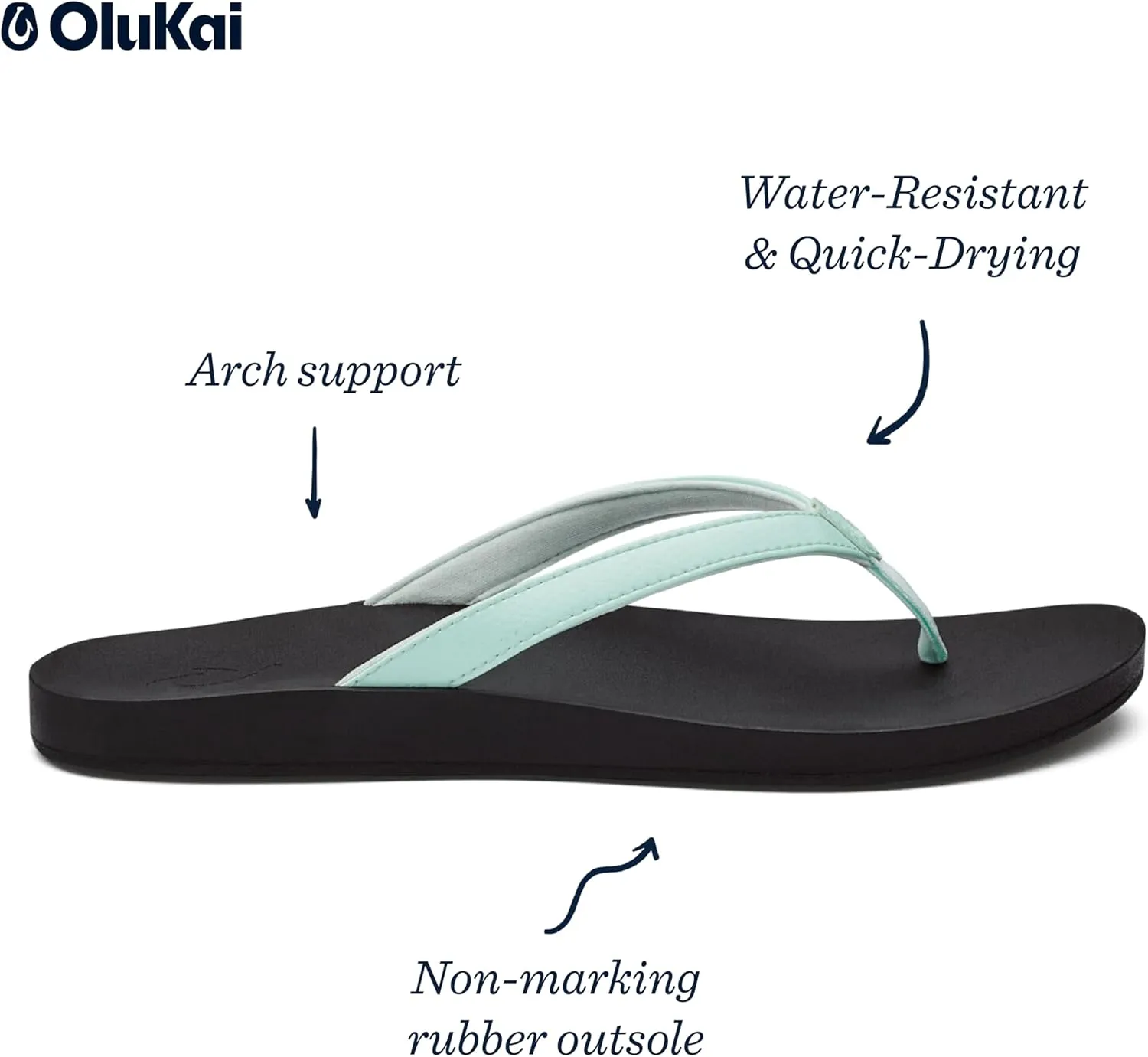 OLUKAI Puawe Women's Beach Sandal, Water-Friendly Flip-Flop Slides, All-Day Wear & Ultra-Soft Comfort Fit