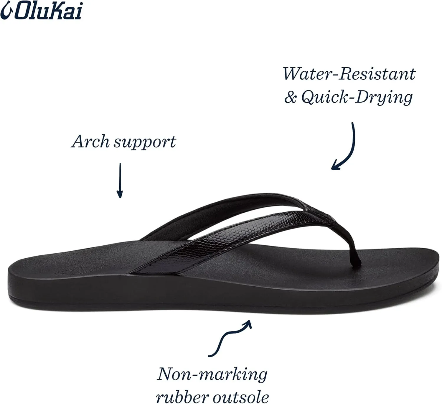OLUKAI Puawe Women's Beach Sandal, Water-Friendly Flip-Flop Slides, All-Day Wear & Ultra-Soft Comfort Fit