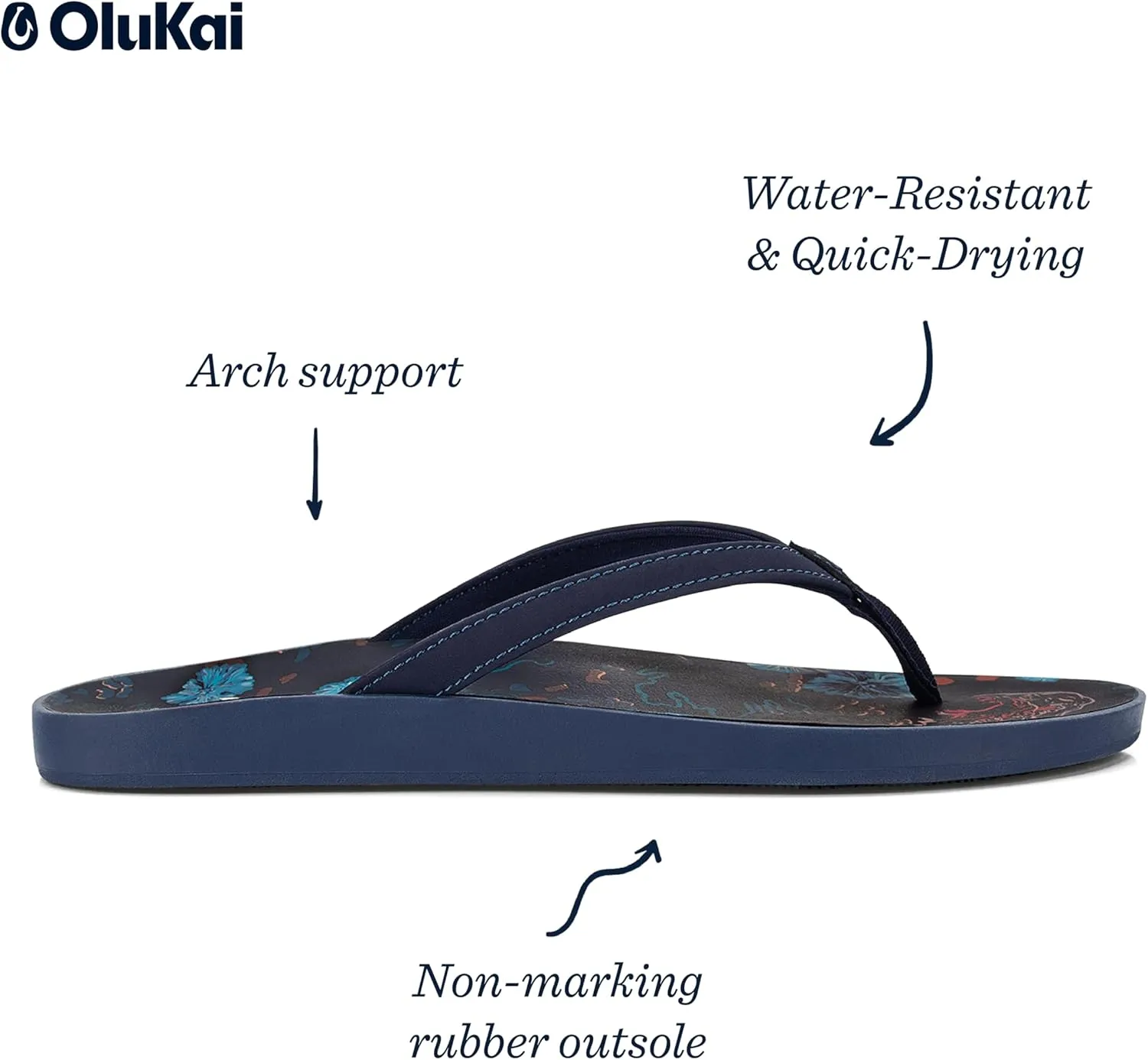 OLUKAI Puawe Women's Beach Sandal, Water-Friendly Flip-Flop Slides, All-Day Wear & Ultra-Soft Comfort Fit