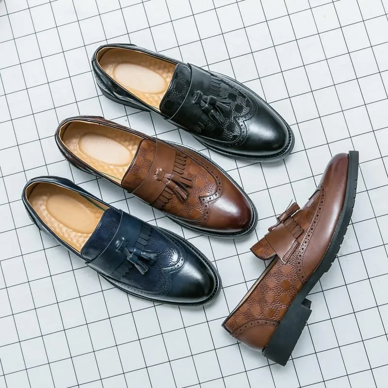 Oxford Shoes for Men Mens British Formal Dress Shoes for Male Coiffeur Tassel Formal Loafers Classic Wedding Party Footwear Slip on