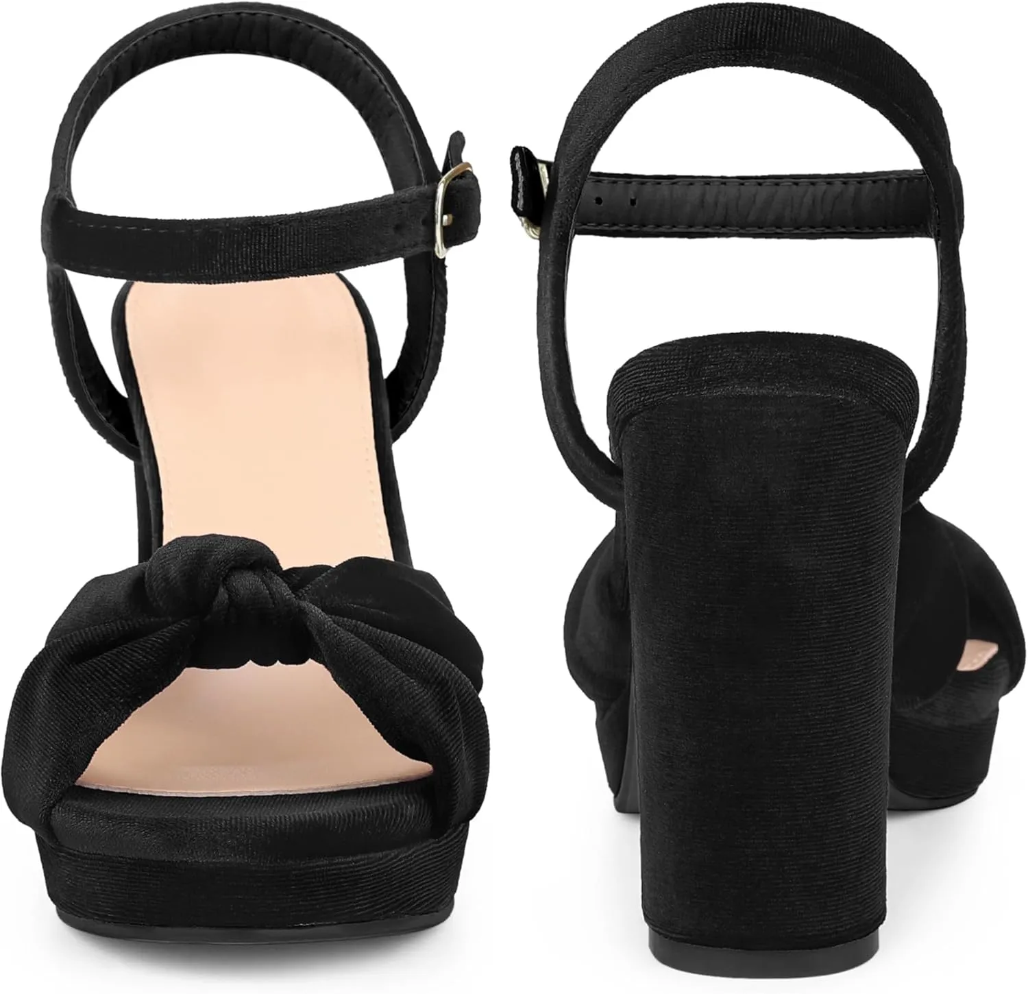 Perphy Knot Platform Velvet Block Heel Sandals for Women