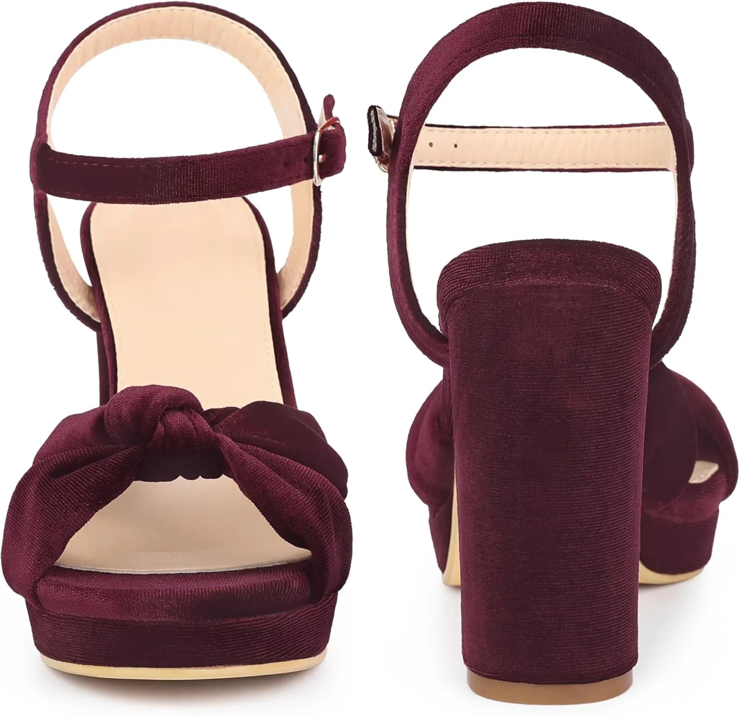 Perphy Knot Platform Velvet Block Heel Sandals for Women