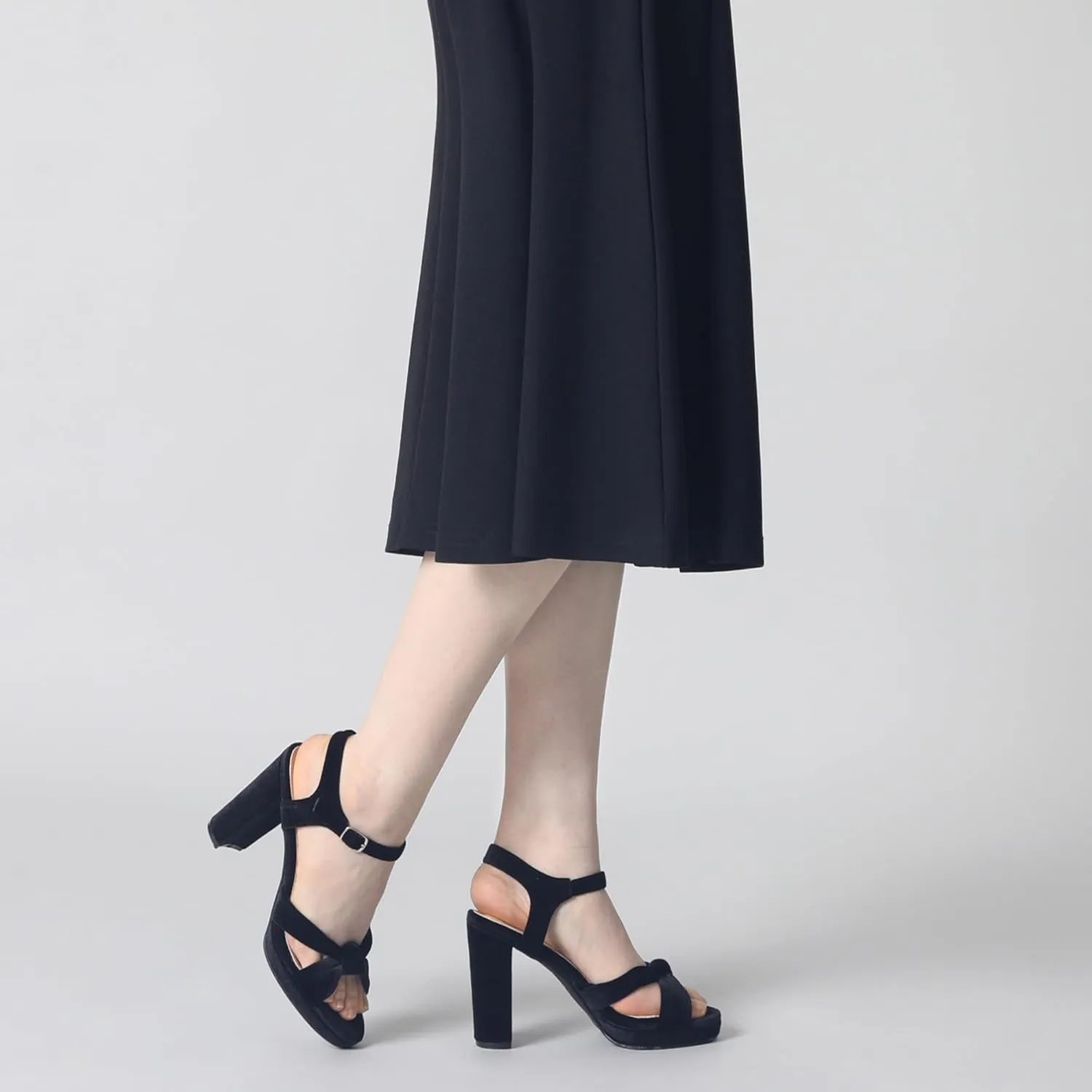 Perphy Knot Platform Velvet Block Heel Sandals for Women