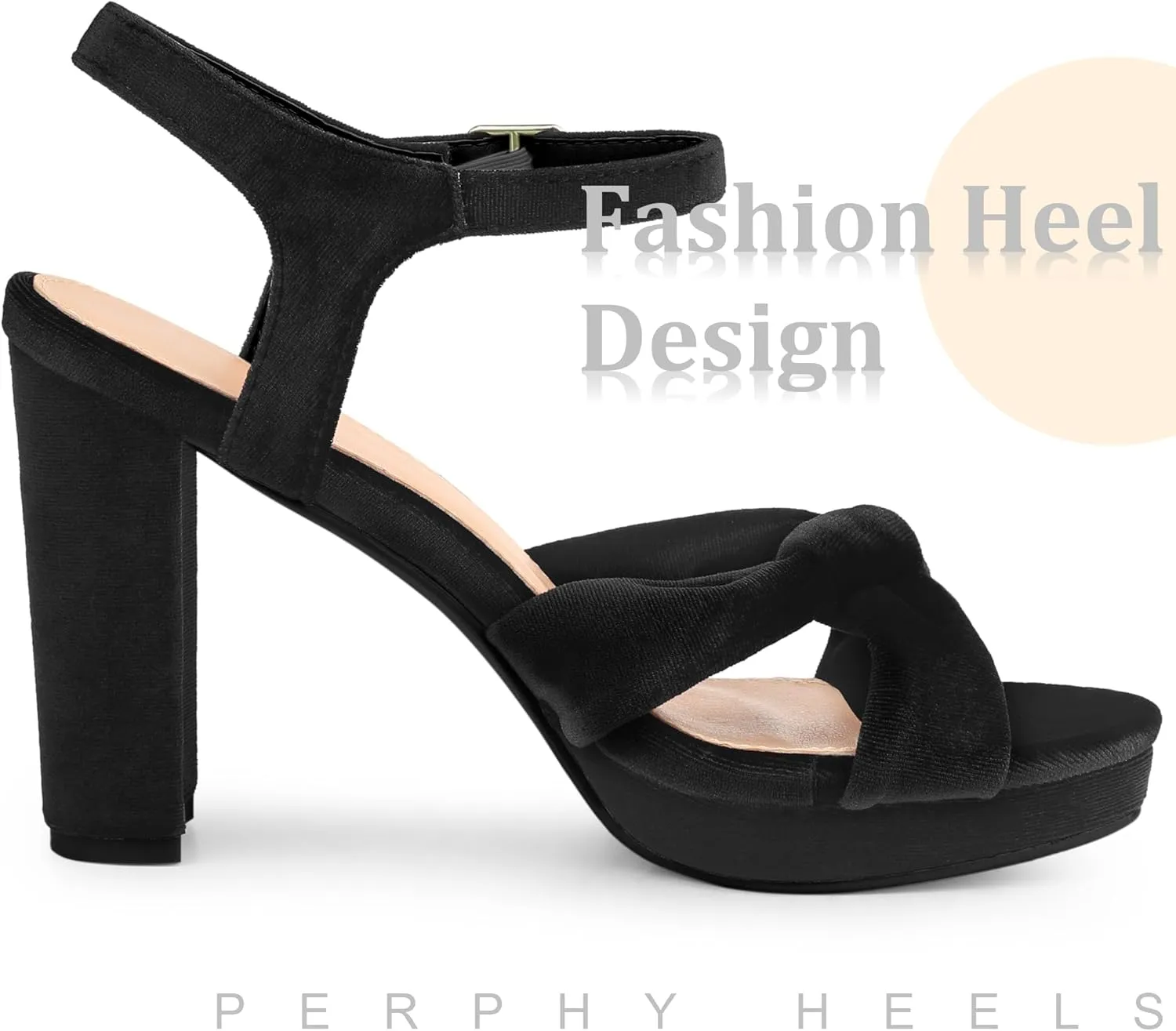 Perphy Knot Platform Velvet Block Heel Sandals for Women
