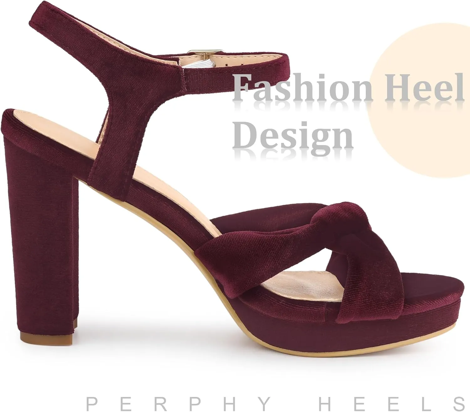 Perphy Knot Platform Velvet Block Heel Sandals for Women