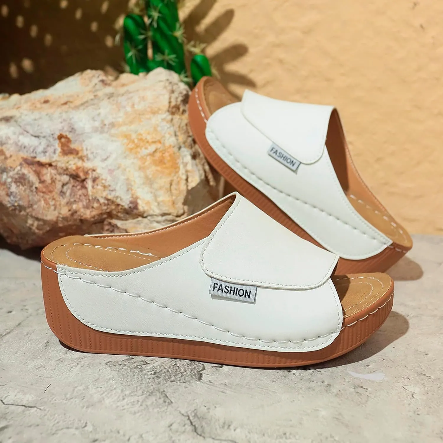 Platform Sandals for Women Wide Width Minimalist Peep Toe Slip On Summer Casual Shoes Womens Shoes