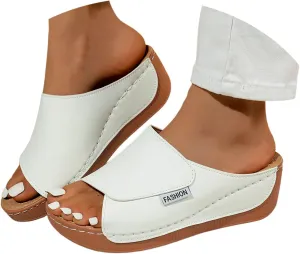 Platform Sandals for Women Wide Width Minimalist Peep Toe Slip On Summer Casual Shoes Womens Shoes