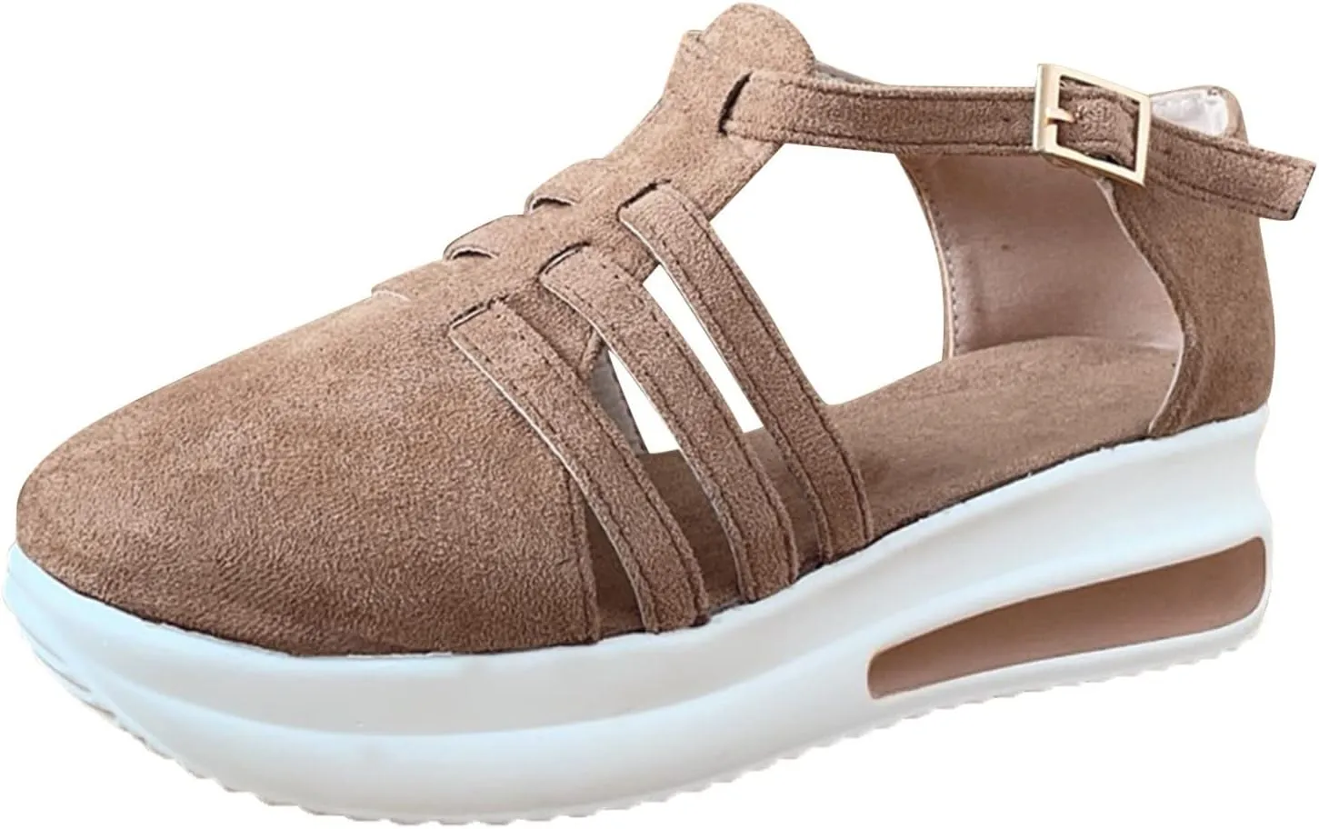 Platform Sandals Women Comfortable Wide Width Closed Toe Beach Slides Ankle Strap Wedges Flat Buckle up Walking Slip On Shoes Dressy Summer Dressy Sneakers 2025 Spring