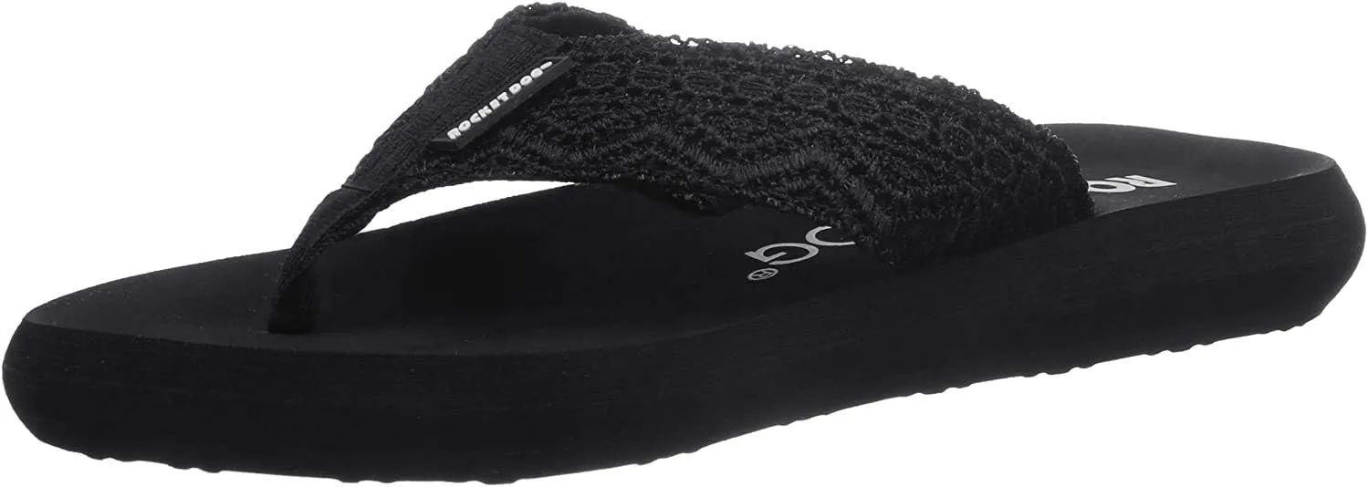 Rocket Dog Spotlight Lima Crochet Flip Flops - Black, Natural, Pink UK7 - EU40 - US9 - AU8 Black