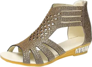 sandalias de mujer Summer Sandals for Women Women's Beach Flats Sandals Bohemia Summer Beaded Ankle Strappy Sandal Dressy