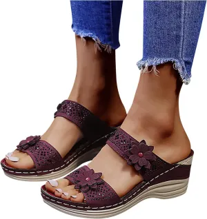 Sandalias para Mujer, Women Summer Comfortable Flip Flop Vintage Slide Sandals Slip on Open Toe Sandals
