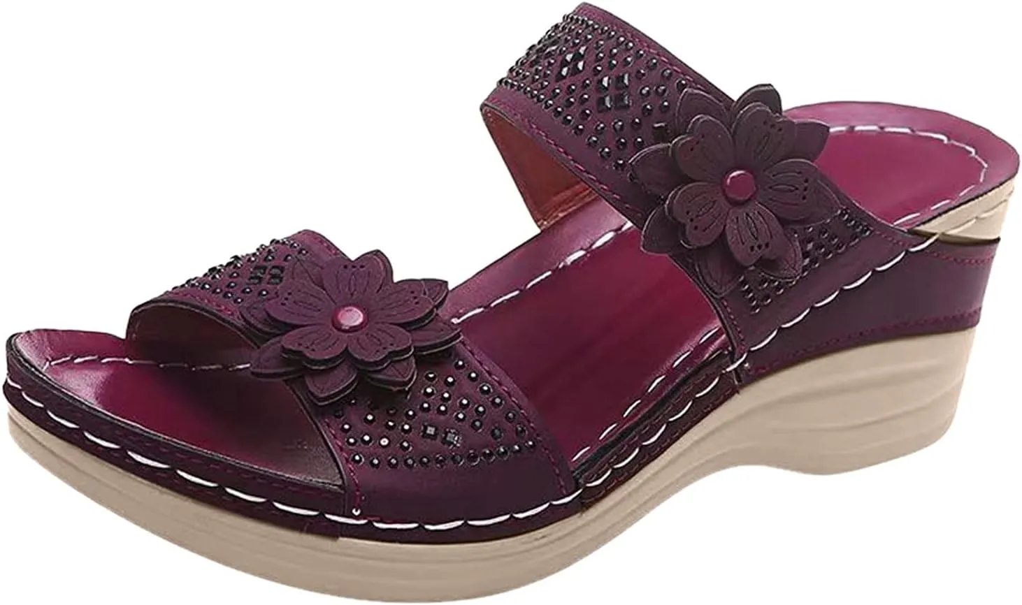 Sandalias para Mujer, Women Summer Comfortable Flip Flop Vintage Slide Sandals Slip on Open Toe Sandals