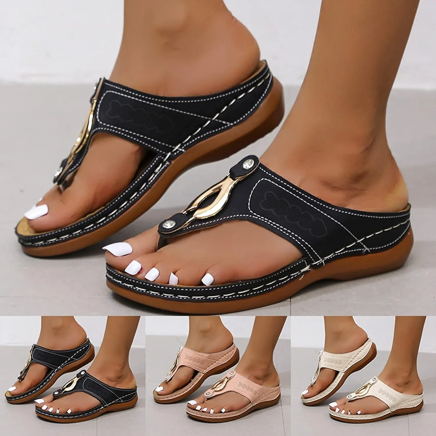 Sandals for Women Dressy Summer, Womens Sandals Comfy Platform Sandal Shoes Comfortable Summer Beach Travel Sandals
