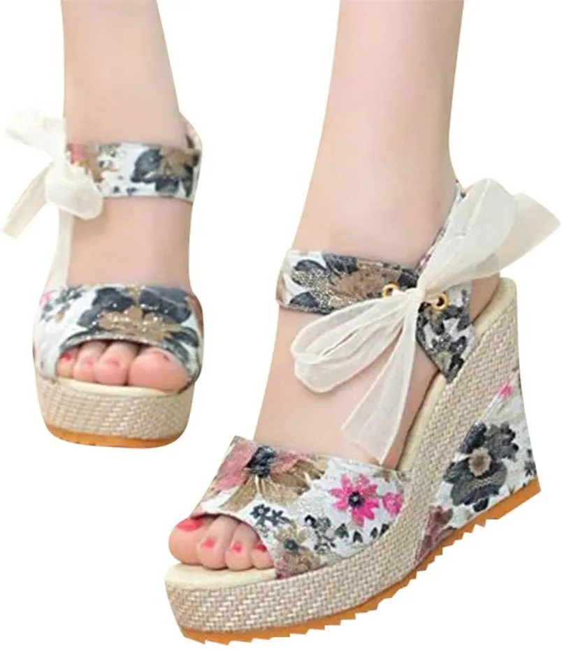 Sandals for Women Wedge,Lace Up Sandals with Strap Fashion Summer Beach Sandals Open Toe Espadrille Platform