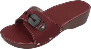 Sandals Wedge Shoes for Women Orthopedic Comfortable Arch Support Platform Wedge Summer Slides Leather Sandals Wine
