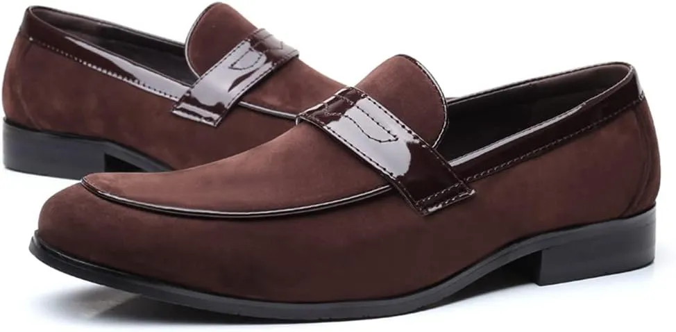 Santimon Men's Suede Penny Moccasins Loafers Comfort Leather Lightweight Classic Slip-On Casual Formal Boat Formal Dress Driving Shoes