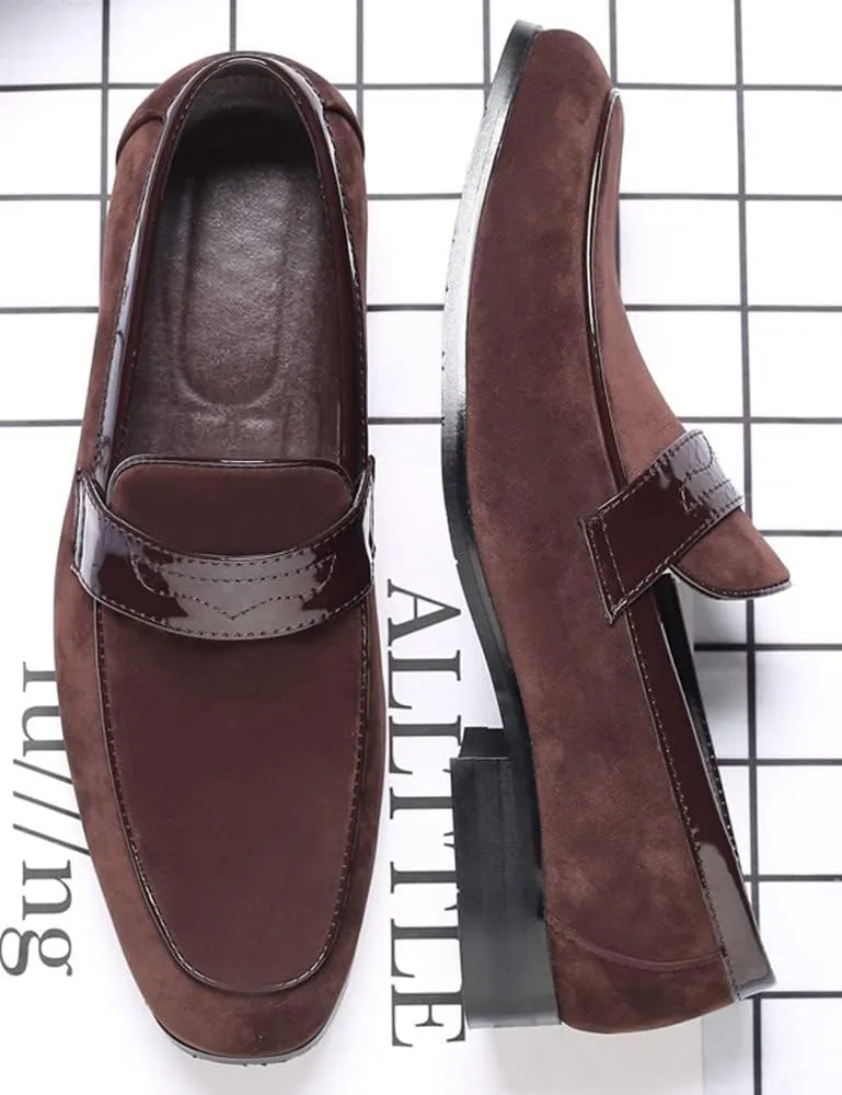 Santimon Men's Suede Penny Moccasins Loafers Comfort Leather Lightweight Classic Slip-On Casual Formal Boat Formal Dress Driving Shoes