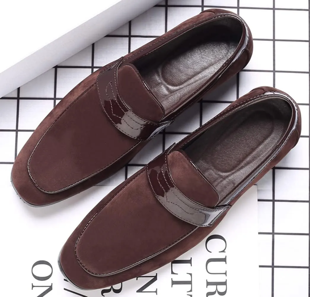 Santimon Men's Suede Penny Moccasins Loafers Comfort Leather Lightweight Classic Slip-On Casual Formal Boat Formal Dress Driving Shoes