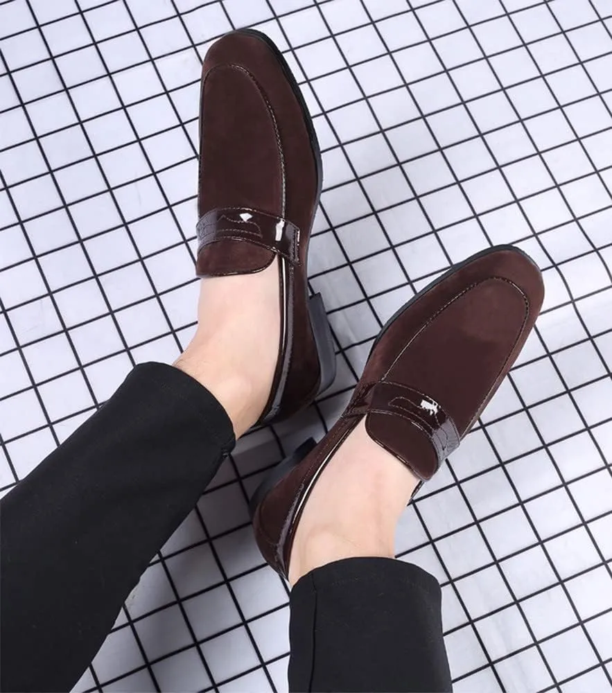 Santimon Men's Suede Penny Moccasins Loafers Comfort Leather Lightweight Classic Slip-On Casual Formal Boat Formal Dress Driving Shoes