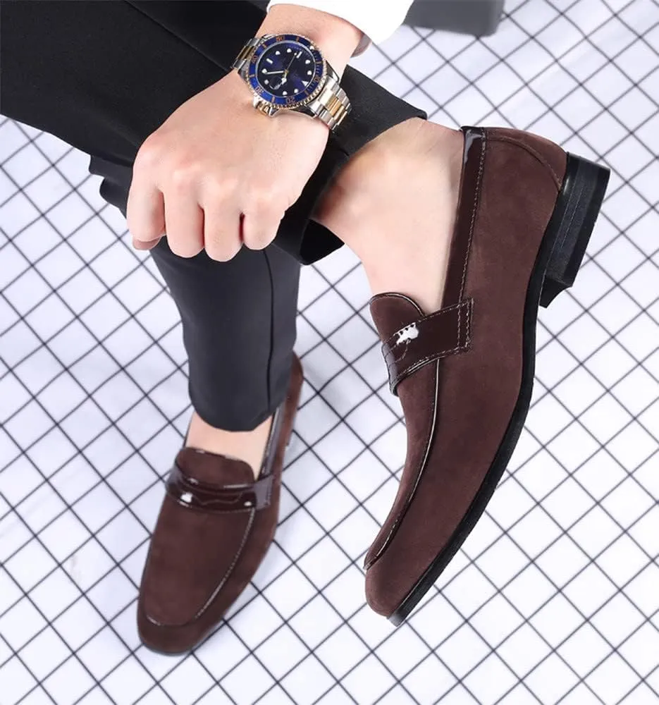 Santimon Men's Suede Penny Moccasins Loafers Comfort Leather Lightweight Classic Slip-On Casual Formal Boat Formal Dress Driving Shoes