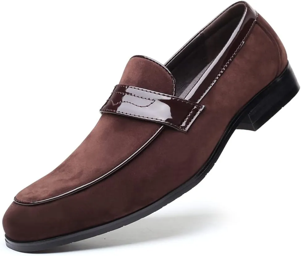 Santimon Men's Suede Penny Moccasins Loafers Comfort Leather Lightweight Classic Slip-On Casual Formal Boat Formal Dress Driving Shoes