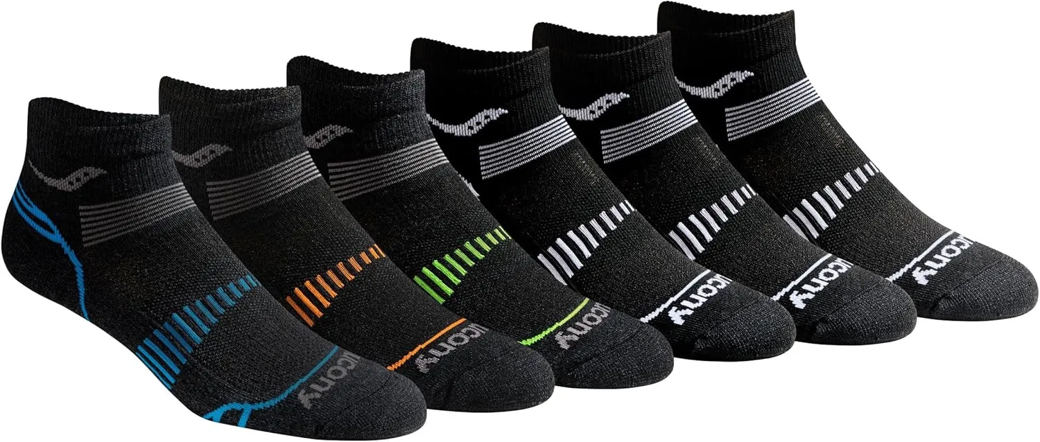Saucony Men's RunDry Mesh Ventilating Comfort Fit Performance Quarter Socks, Multipack