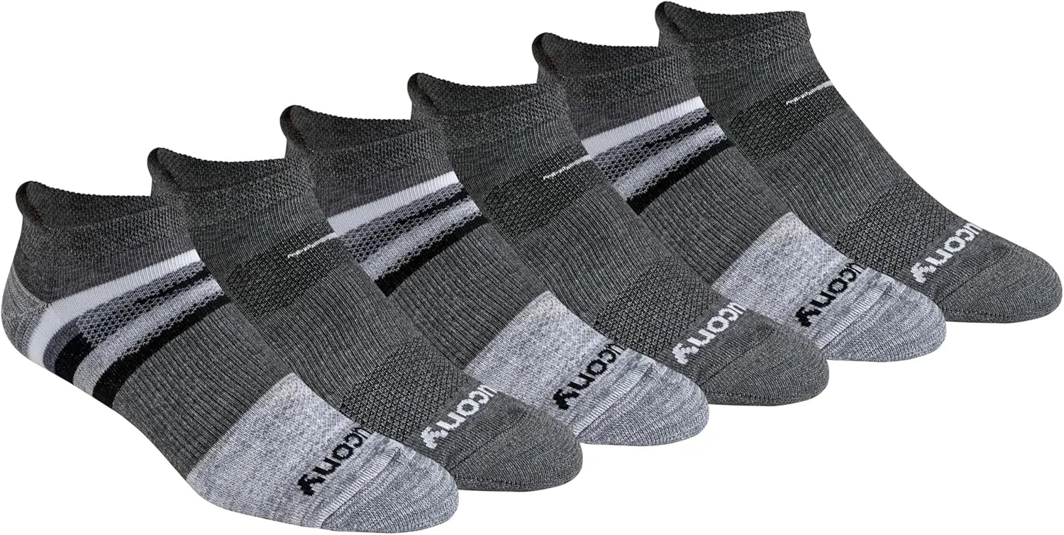 Saucony Men's RunDry Mesh Ventilating Comfort Fit Performance Tab Socks, Multipack