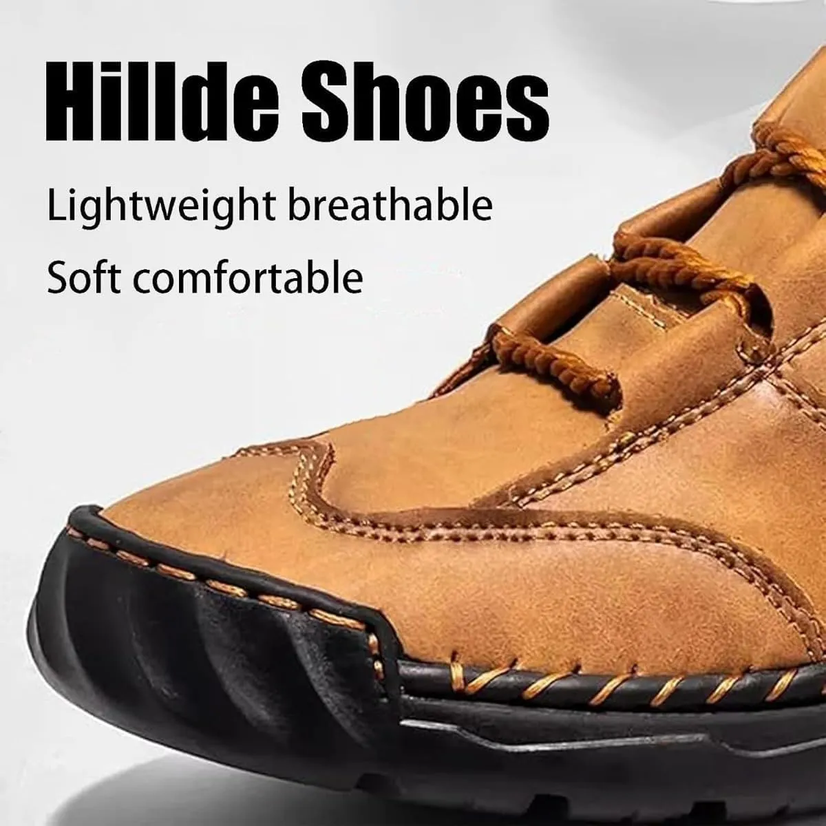 Sawbehind Men's Comfortable Handmade Leather Boots, Men's Casual Leather Handmade Non-Slip Arch Support Sneakers