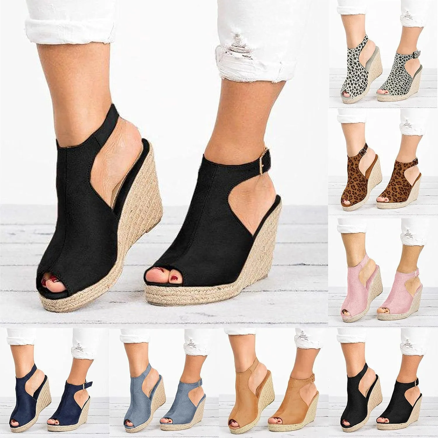 Shoes for Women Dressy, Women's Platform Sandals Wedge Ankle Strap Open Toe Sandals Casual Summer Shoes
