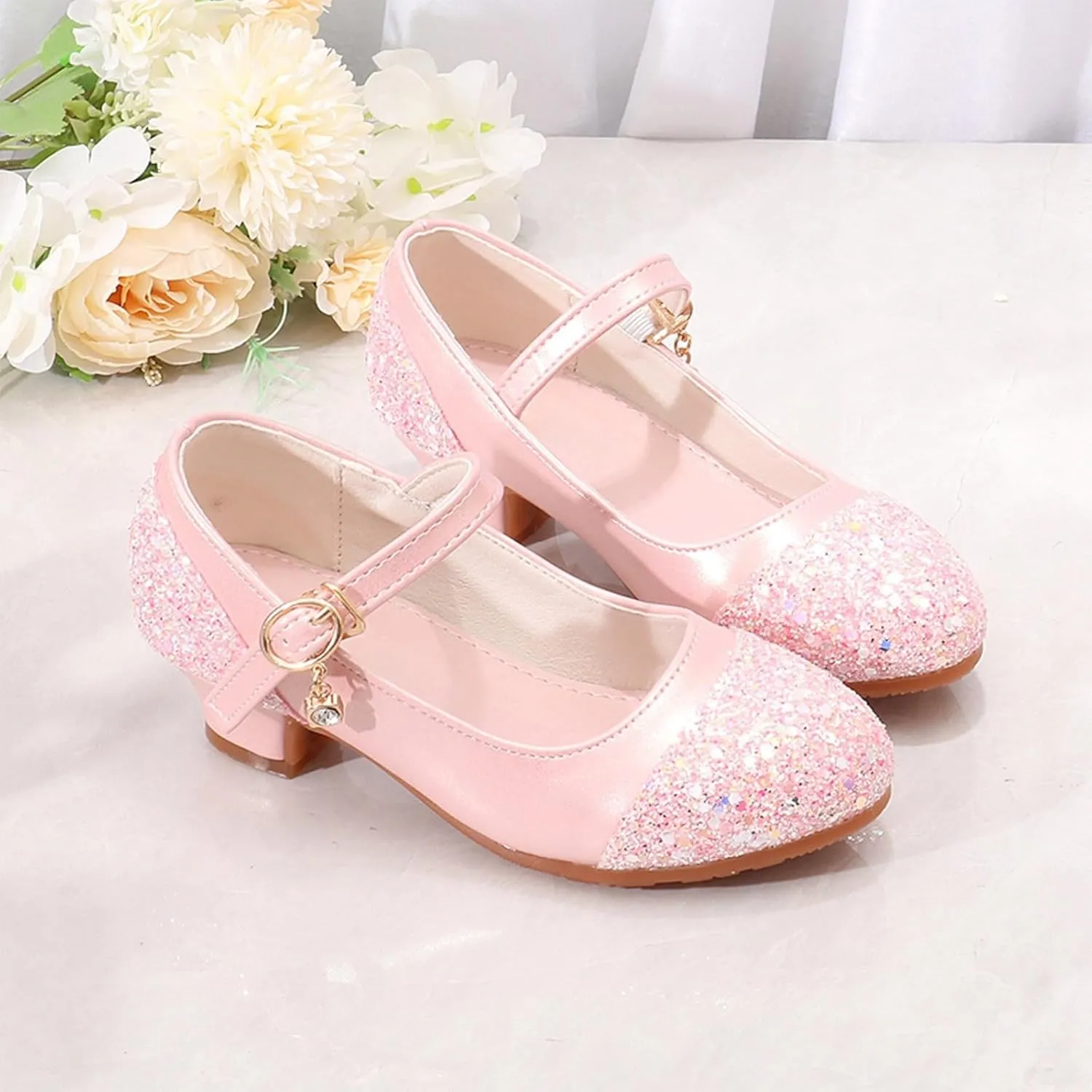 Shoes Leather Shoes and Crystal Little Girl Performance Single Girls Sandals White Girls Sandals Size 2
