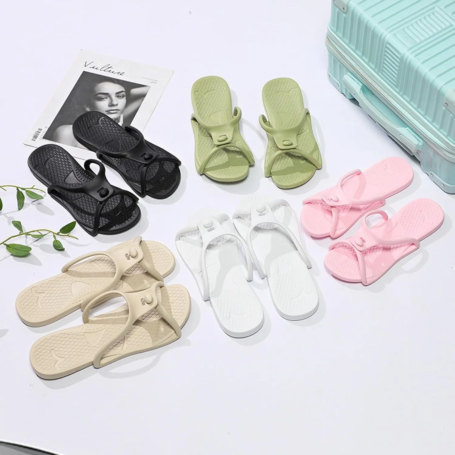 Slides For Women Ladies Shoes Couple Travel Portable Bathroom Slippers Comfortable Soft Sole Foldable Slippers