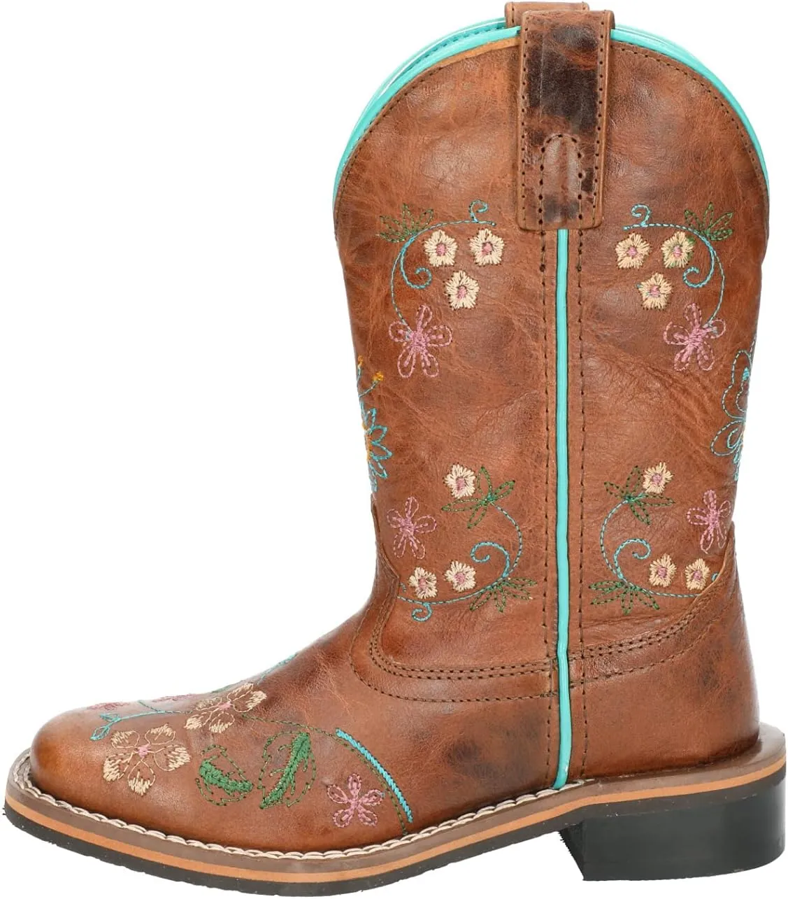 Smoky Mountain Boots Girls' Floralie Western Boot, Little Kid, Brown/Turquoise, Medium, Size 11 US
