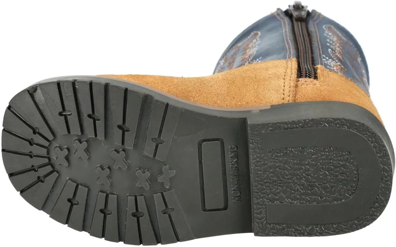 Smoky Mountain Women's Mesa Square Toe Pull On Brown Oil Distressed/Navy Crackle Boots